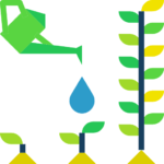 Plant some flowers in a garden.